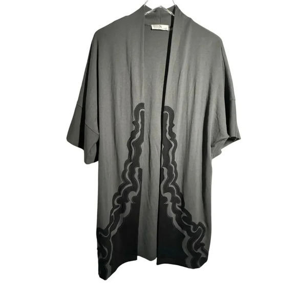 Natori Kimono Cardigan Women's size Small Black Gray asian inspired - Picture 2 of 8